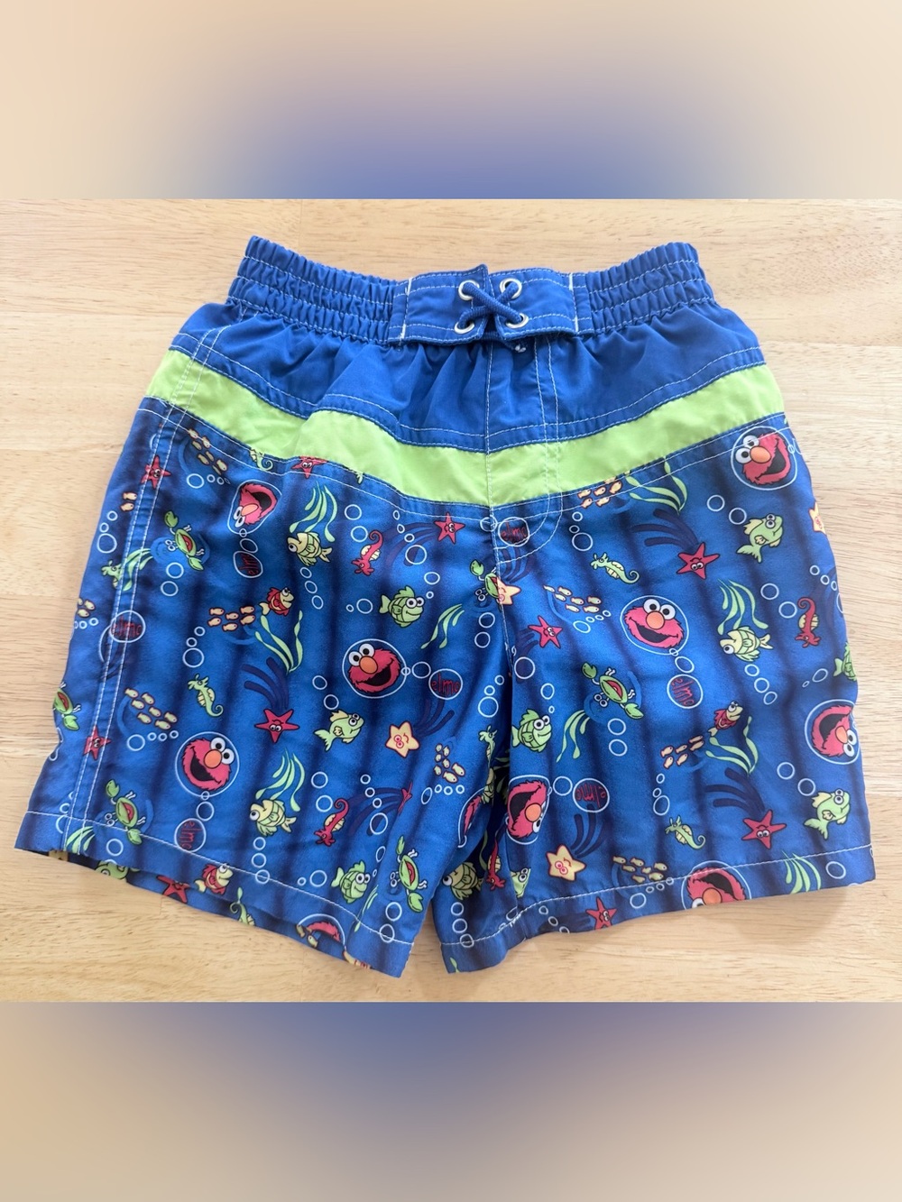 Vintage Y2K Sesame Street Elmo Swim Trunks Shorts 2T Character Sea Beach Fish